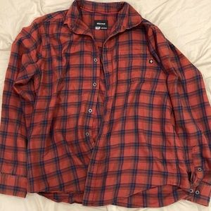 marmot size medium, orange flannel shirt